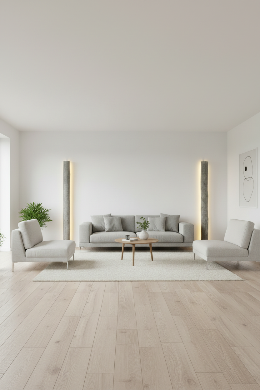 Kaksi Hehku Seinävalaisinta modernissa olohuoneessa